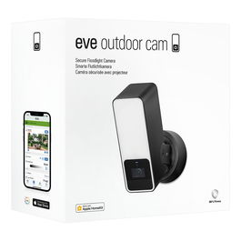 Eve Systems Outdoor Cam Cámara Exterior Seguridad Wifi 1080p Visión Nocturna IP55 Montaje Pared Blanco Negro Inalámbrica Alámbrica