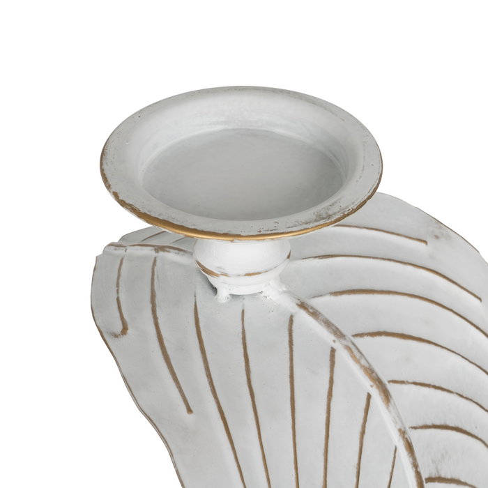Portavelas Hoja Blanco Metal Decoración 23,50 X 22,50 X 118 Portavelas Hoja Blanco Metal Decoración 23,50 X 22,50 X 118