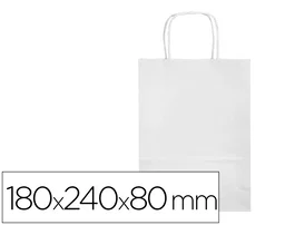 Q-connect Bolsa Papel Celulosa Blanco XS Asa Retorcida 180x240x80 mm (25 Unidades)