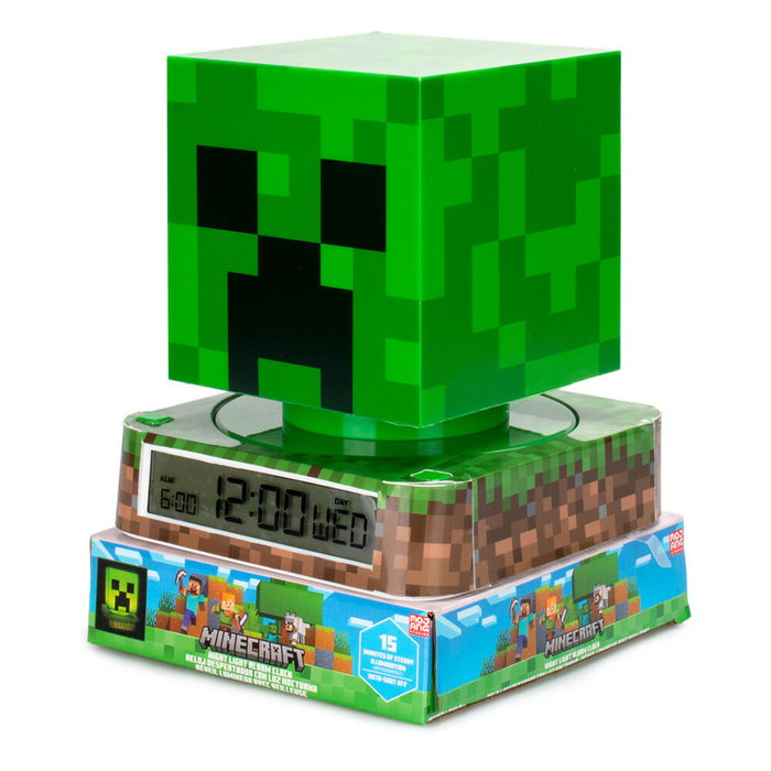 KIDS LICENSING Lámpara 3D Minecraft Creeper con Despertador KIDS LICENSING Lámpara 3D Minecraft Creeper con Despertador