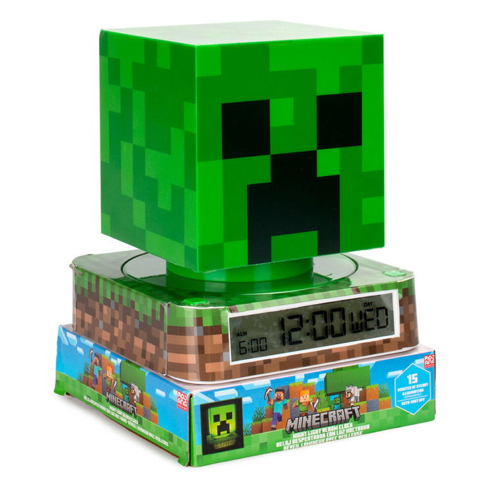 KIDS LICENSING Lámpara 3D Minecraft Creeper con Despertador KIDS LICENSING Lámpara 3D Minecraft Creeper con Despertador