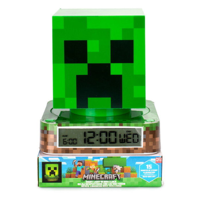 KIDS LICENSING Lámpara 3D Minecraft Creeper con Despertador KIDS LICENSING Lámpara 3D Minecraft Creeper con Despertador