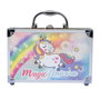 Maletín de maquillaje magic unicornio con maquillaje, brochas, pegatinas y espejo 25x18x9 cm
