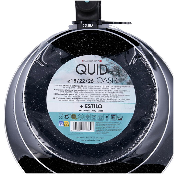 Set 3 Sartenes Aluminio Prensado Oasis Quid 18-22-26 cm