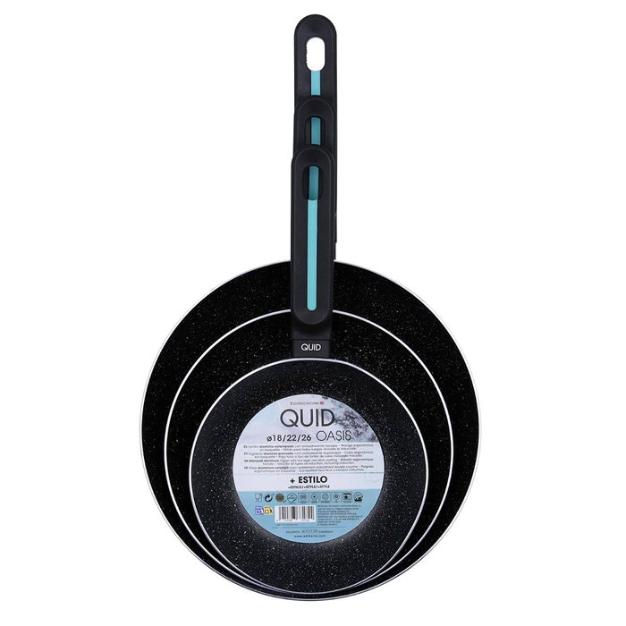Set 3 Sartenes Aluminio Prensado Oasis Quid 18-22-26 cm