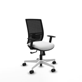 PIQUERAS Y CRESPO Silla de oficina Yunquera con mecanismo Sincro, Tela Blanca y Malla Negra