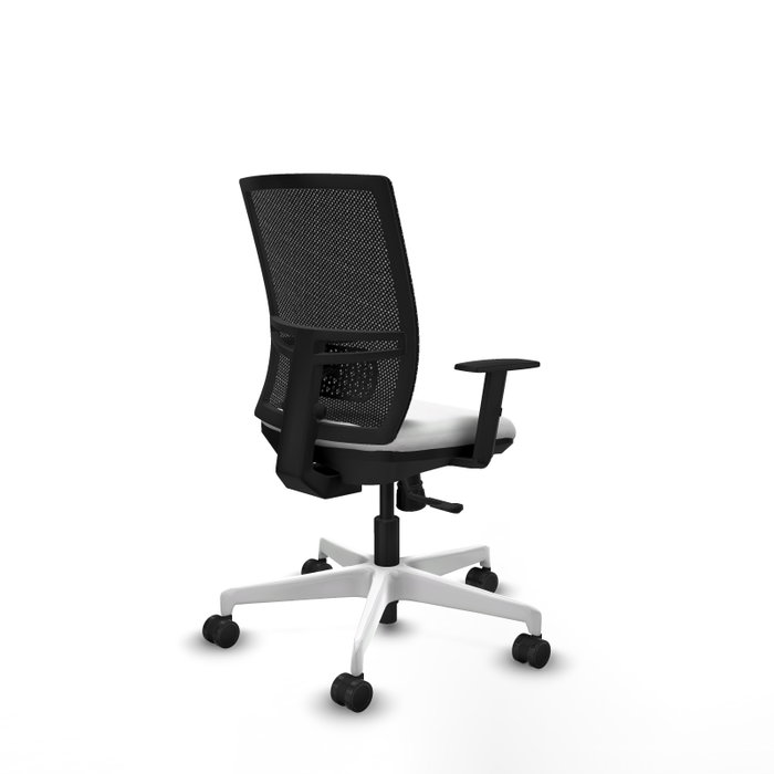 PIQUERAS Y CRESPO Silla de oficina Yunquera con mecanismo Sincro, Tela Blanca y Malla Negra
