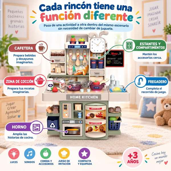 JugaToys Cocina Dream con accesorios, luces y sonidos - Modelos surtidos