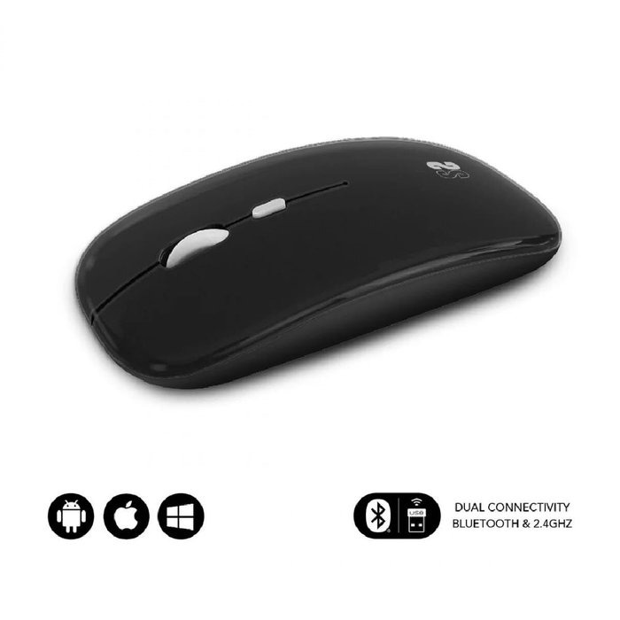 Subblim Dual Flat Mouse Negro Recargable