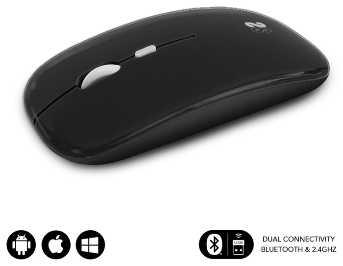 Subblim Dual Flat Mouse Negro Recargable