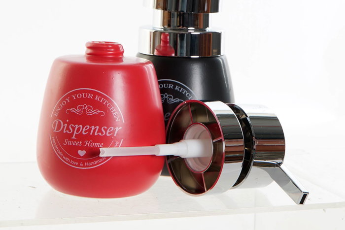 DKD Home Decor Dosificador Chinalight Rojo y Negro en Dolomite y ABS