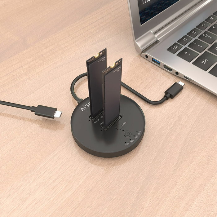 Aisens Estación de Docking Doble Bahía NVMe USB 3.2 Gen2x2 ASDS-2M2N05-BK Negro
