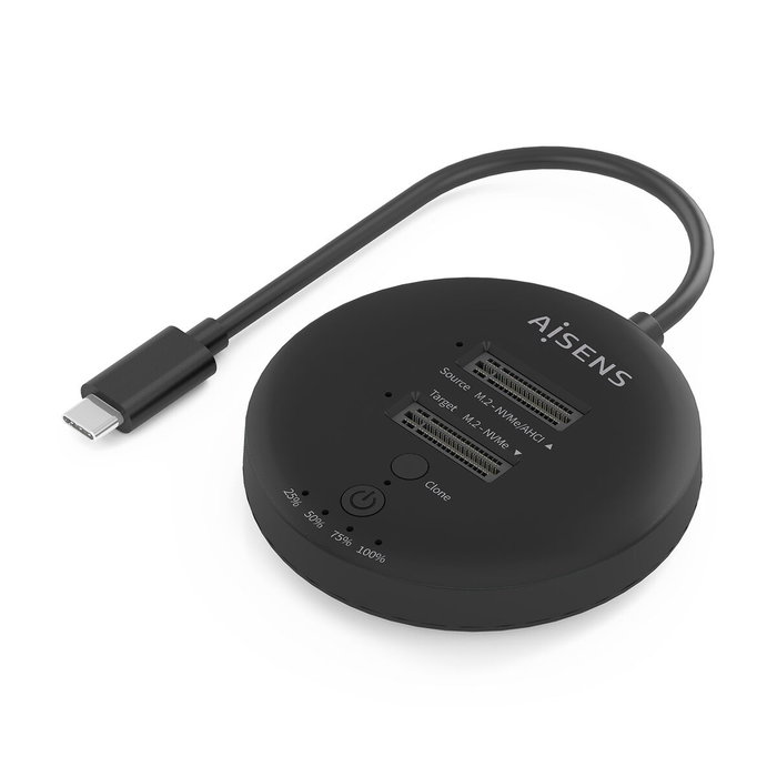 Aisens Estación de Docking Doble Bahía NVMe USB 3.2 Gen2x2 ASDS-2M2N05-BK Negro