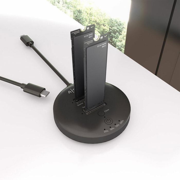 Aisens Estación de Docking Doble Bahía NVMe USB 3.2 Gen2x2 ASDS-2M2N05-BK Negro