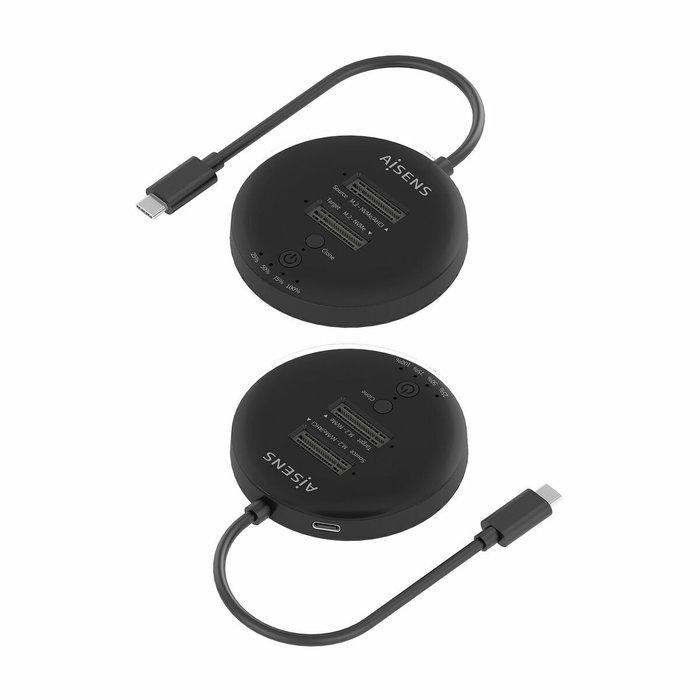 Aisens Estación de Docking Doble Bahía NVMe USB 3.2 Gen2x2 ASDS-2M2N05-BK Negro