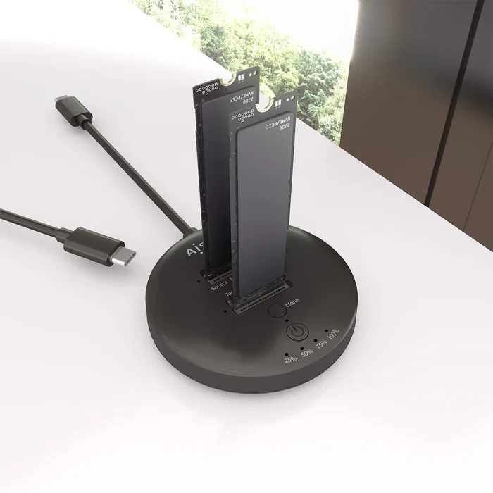 AISENS Estación de Docking Doble Bahía NVMe USB 3.2 Gen 2x2 ASDS-2M2N05-BK Negro