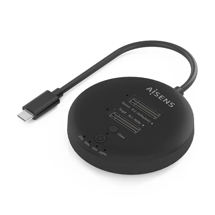 AISENS Estación de Docking Doble Bahía NVMe USB 3.2 Gen 2x2 ASDS-2M2N05-BK Negro