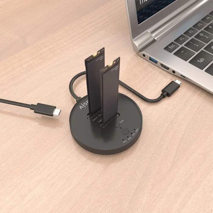 AISENS Estación de Docking Doble Bahía NVMe USB 3.2 Gen 2x2 ASDS-2M2N05-BK Negro