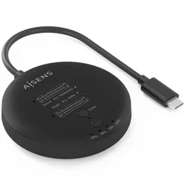 Aisens Estación Docking Doble Bahía M.2 NVMe a USB 3.2 Gen2x2 para Clonar Discos, Hasta 20 Gbps, Color Negro - ASDS-2M2N05-BK