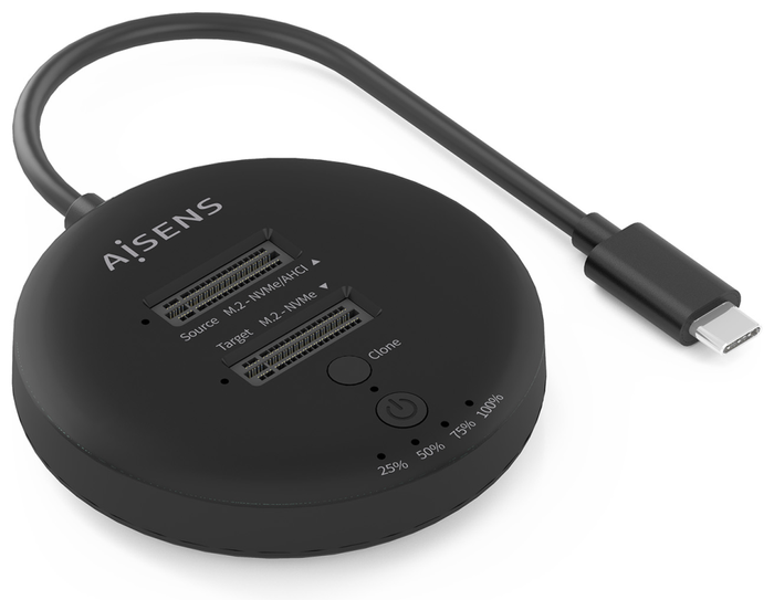 Aisens Estación de Docking Doble Bahía NVMe USB 3.2 Gen2x2 ASDS-2M2N05-BK Negro