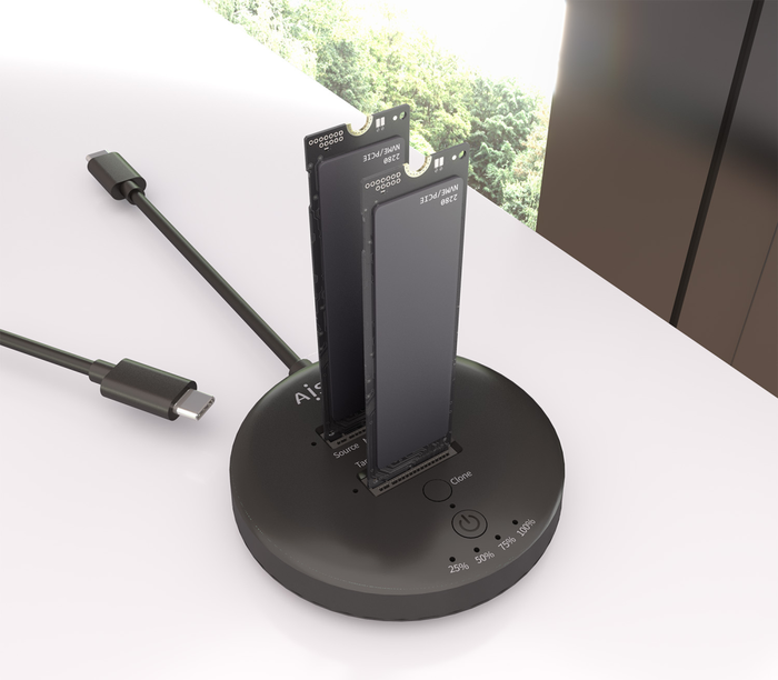 Aisens Estación de Docking Doble Bahía NVMe USB 3.2 Gen2x2 ASDS-2M2N05-BK Negro