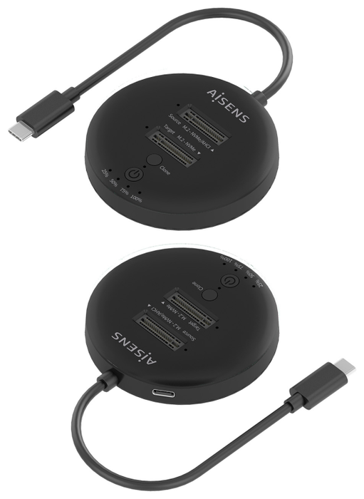 Aisens Estación de Docking Doble Bahía NVMe USB 3.2 Gen2x2 ASDS-2M2N05-BK Negro