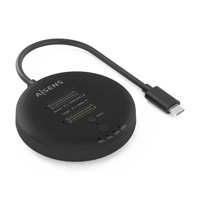 AISENS Estación de Docking Doble Bahía NVMe USB 3.2 Gen 2x2 ASDS-2M2N05-BK Negro