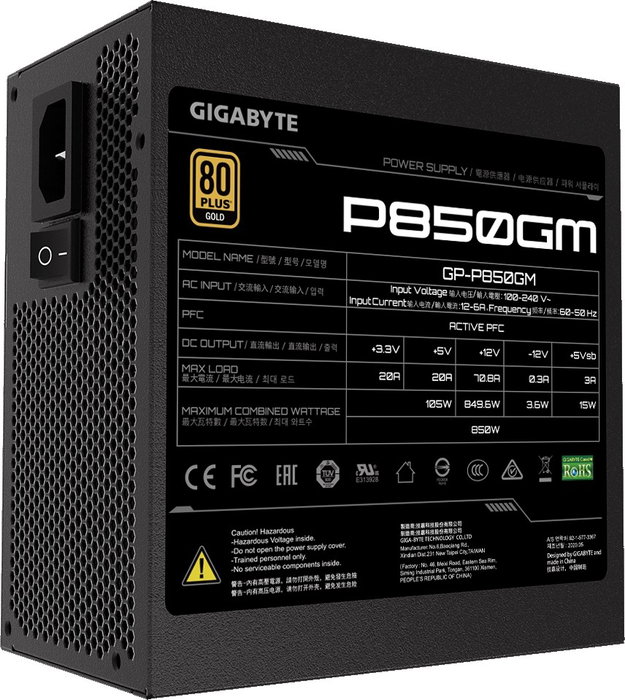 Gigabyte P850GM 850W 80 PLUS Gold Modular Negro