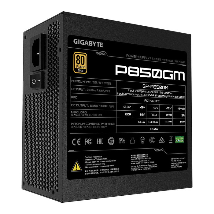 Gigabyte P850GM 850W 80 PLUS Gold ATX Modular Negro