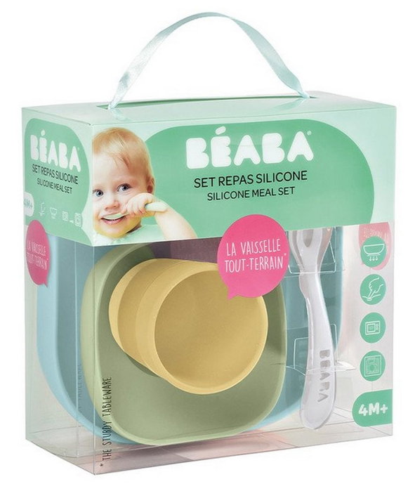 Beaba Juego de platos de ventosa de silicona de 4 piezas - Amarillo Beaba Juego de platos de ventosa de silicona de 4 piezas - Amarillo
