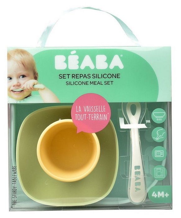 Beaba Juego de platos de ventosa de silicona de 4 piezas - Amarillo Beaba Juego de platos de ventosa de silicona de 4 piezas - Amarillo
