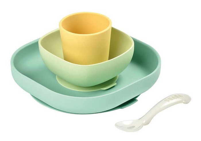Beaba Juego de platos de ventosa de silicona de 4 piezas - Amarillo Beaba Juego de platos de ventosa de silicona de 4 piezas - Amarillo