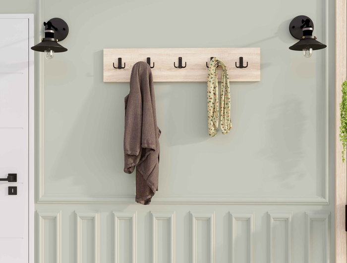 Hanah Home Gancho de Pared Roble Zafiro Tablero Partículas Melamina 80 cm x 17 cm Elegante y Funcional Hanah Home Gancho de Pared Roble Zafiro Tablero Partículas Melamina 80 cm x 17 cm Elegante y Funcional