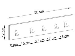Hanah Home Gancho de Pared Roble Zafiro Tablero Partículas Melamina 80 cm x 17 cm Elegante y Funcional
