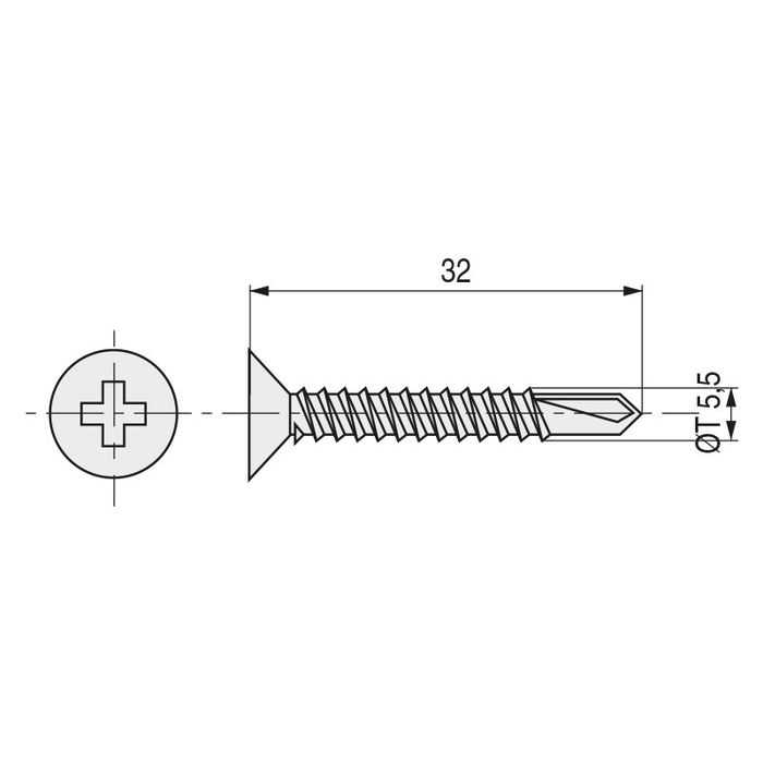 Duver Tornillo Broca Din 7504-P Cabeza Plana Zincado R/Chapa 5.5x32mm Set 200 Duver Tornillo Broca Din 7504-P Cabeza Plana Zincado R/Chapa 5.5x32mm Set 200