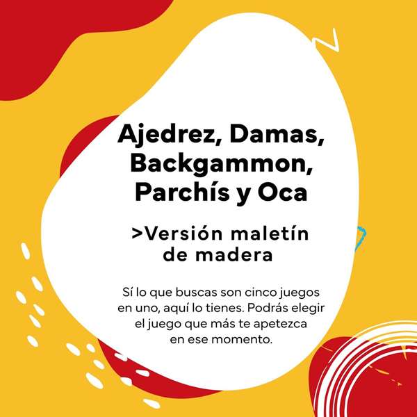 Cayro Juegos de Madera Plus en Caja con Accesorios Set 5 Juegos 29x29 cms