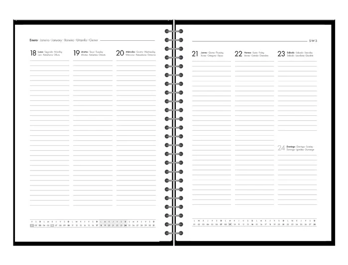 Liderpapel Agenda de oficina 2027 espiral basic semana vista A5 bilingüe negro Liderpapel Agenda de oficina 2027 espiral basic semana vista A5 bilingüe negro
