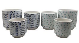 DKD Home Decor Set de 3 Maceteros de Cerámica con Pinceladas