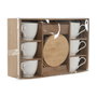 DKD Home Decor Set de Café de 6 Piezas de Porcelana y Bambú Blanco