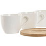 DKD Home Decor Set de Café de 6 Piezas de Porcelana y Bambú Blanco