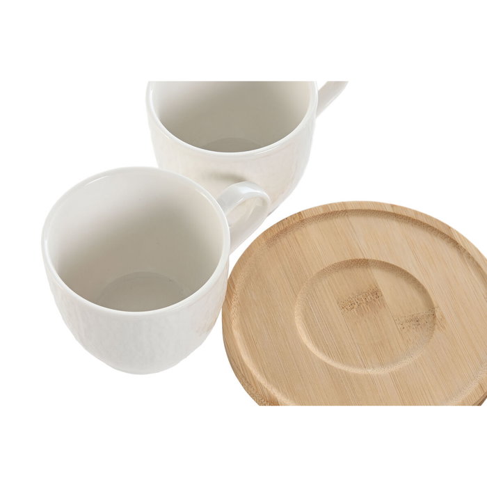 DKD Home Decor Set de Café de 6 Piezas de Porcelana y Bambú Blanco DKD Home Decor Set de Café de 6 Piezas de Porcelana y Bambú Blanco