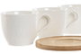 DKD Home Decor Set de Café de 6 Piezas de Porcelana y Bambú Blanco