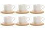 DKD Home Decor Tazas de Cafe de Porcelana y Bambu Blancas Naturales Set de 6 Piezas 220ml 8 x 7 x 11 cm