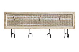 DKD Home Decor Perchero Boho Decape flower Natural MDF y Metal 40 x 3.5 x 15.5 cm (2 Unidades)
