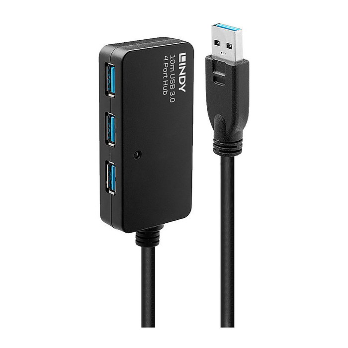 Lindy USB 3.0 Active Extension Pro Hub 10m 4 Puertos Negro Lindy USB 3.0 Active Extension Pro Hub 10m 4 Puertos Negro