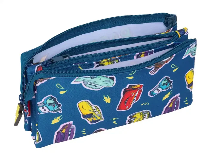 Safta Bolso Escolar Portatodo Cars Racing con Tres Cremalleras - Estuche 120x30x220 mm Safta Bolso Escolar Portatodo Cars Racing con Tres Cremalleras - Estuche 120x30x220 mm