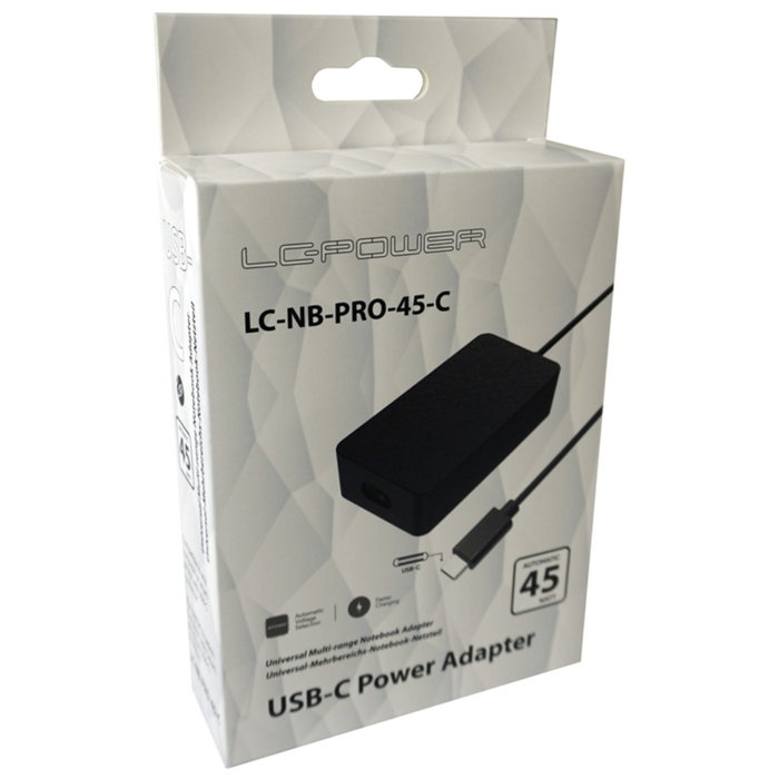 LC-Power LC-NB-PRO-45-C Fuente de alimentación USB-C de 45W para portátil LC-Power LC-NB-PRO-45-C Fuente de alimentación USB-C de 45W para portátil
