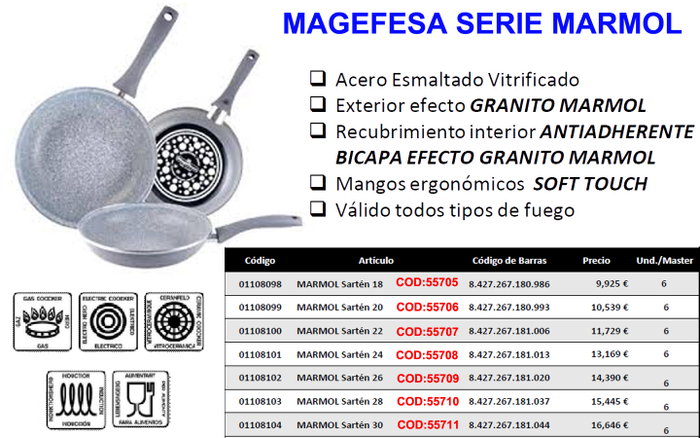 MAGEFESA Sartén FINSTOCK SERIE MARMOL 30 cm MAGEFESA Sartén FINSTOCK SERIE MARMOL 30 cm