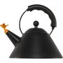 Alessi Wasserkessel 9093 BB Black Tetera de Acero Inoxidable con Silbato de Pájaro Naranja