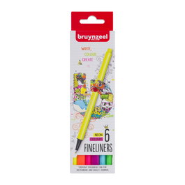 Bruynzeel Punta Fina Neon 6 de 6 unidades con colores neón fluorescentes